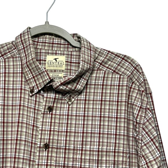 GENTEAL Mens Button Down Shirt Large Performance Sport Plaid Outdoor Stretch - Picture 1 of 6